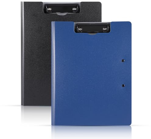 2 Stück Klemmbrett A4 mit Deckel, Klemmbrettmappe, Clipboard Schreibbrett, Ordner Foldover Clip Boards für Schule Büro Dokumente Papier