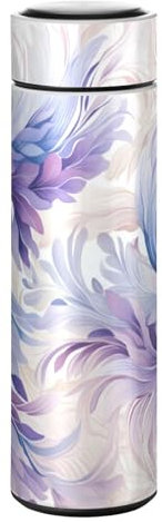 LINNIKEEEE Lila Blauer Fisch Weiß Kunst Thermosflasche aus Edelstahl - Auslaufsicher Wasserflasche Wasserkanne für Jungen Mädchen