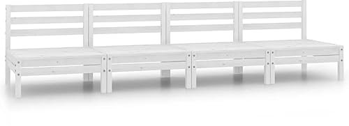KTHLBRH 4-TLG. Garten-Lounge-Set Weiß Kiefer Massivholz Terrassenmöbel-Sets Outdoor-Möbel-Sets Gartenmöbel-Sets für Gärten, Terrassen und Balkone