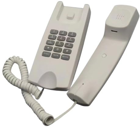 Téléphones fixes fixes à fixer au mur - Téléphone fixe pour bureau, hôtel, maison, salle de bain - Téléphone fixe filaire - Support mural simple