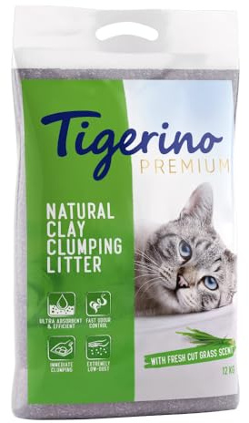 Litière Tigerino Premium, pour Chat, 2x12KG (Senteur Herbe fraîchement coupée)