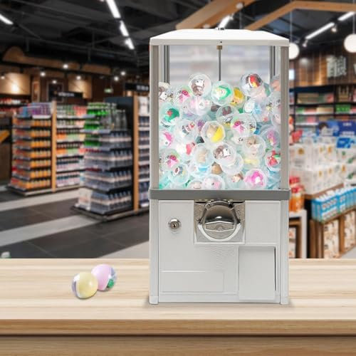 WANGYYDS Máquina De Bolas De Goma, Dispensador De Dulces, Dispensador De Goma De Mascar, Máquina De Almacenamiento De Alcancía, Regalos para Niños, Diseño Moderno,White