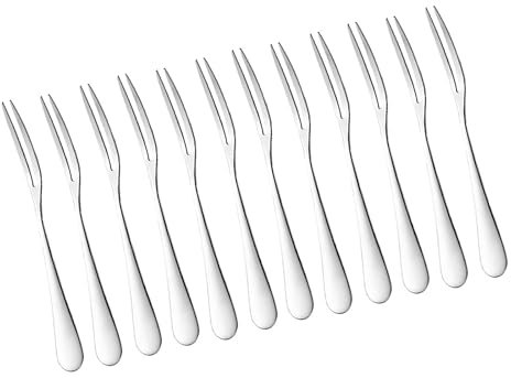 Cake Forks, Pack of 12, Small Forks, Stainless Steel, Dessert Forks, Cake Forks, Tea Forks, Small Salad Forks, Appetizer Forks for Home, Party, Restaurant, Dishwasher Safe