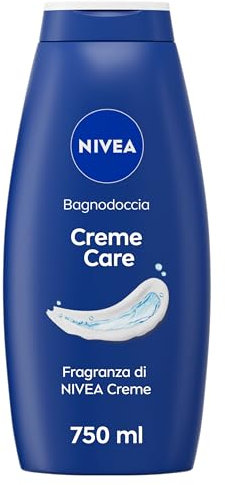NIVEA Bagnodoccia Creme Care 750 ml, Bagnoschiuma in crema detergente e nutriente, Crema docciaschiuma arricchita con Vitamine C, E e Oli Nutrienti al classico profumo di NIVEA Creme
