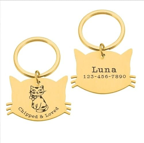 Kundenspezifische Haustier-Katzenhalsband-ID-Tags,Personalisierte Halskette,Name,Nummernschild,Katzenzubehör Für Zuhause,Kätzchen,Katzenbedarf,Produkte,DZ3011-Gold