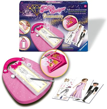 Ravensburger - Fashion Designer Diamante, Crea la tua Collezione di Moda, Gioco Creativo per Disegnare, Bambini 6+ Anni