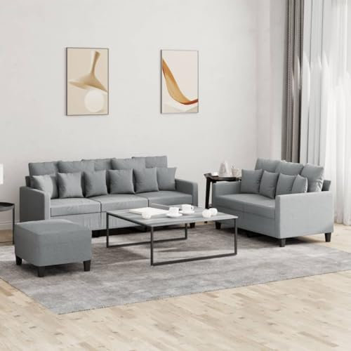 LAPOOH 3-TLG. Sofagarnitur mit Kissen Hellgrau Stoff, Sofas & Couches, Sofa Wohnzimmer, Sofa Für Jugendzimmer, Relaxsofa, Sofa Für Schlafzimmer, Polstersofa - 3201672