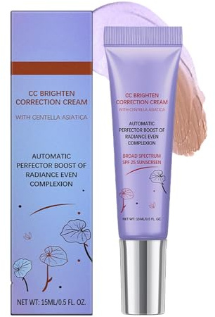 Crème CC Avec Centella Asiatica – Correctrice De Couleur, CC Red Correct À La Asiatica - Perfecteur Et Correcteur De Teint Couvrant Les Imperfections Crème Hydratante Teintée Et Rougeurs Avec SPF 25