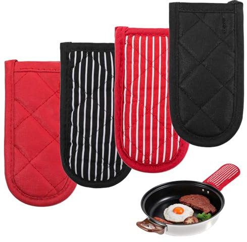 Oruola 4pcs Pan Handle Cover,Striped Cast Iron Skillet Handle Cover,Cast Iron Skillet Handle Covers,Heat Resistant Pot Handle Covers,Durable Pot Holder Sleeve for Home Kitchen Cooking BBQ