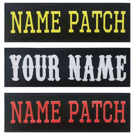 Misscase Bedruckte Namensschild MIT KLETT, Aufnäher aus Leder Gedruckt, Kundenspezifischer Name Patch Personalisiert (1 Line BK)