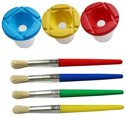 NUOBESTY Kit Accessoires De Peinture avec Gobelets De Lavage Et Pinceaux à Manches Outils De Dessin DIY pour Garçon Fille Et Artistes Set De Peinture Complet