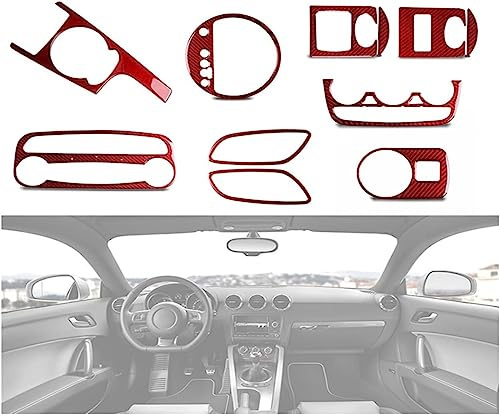 GwwEi6 Verkleidung der Konsolenverkleidung Für Audi TT 8J MK2 MK3 MK1 8N TTRS 2008-2014,Auto Innen Zubehör Dekorative Aufkleber Center Console Control Panel Trim,A-Left Hand Drive