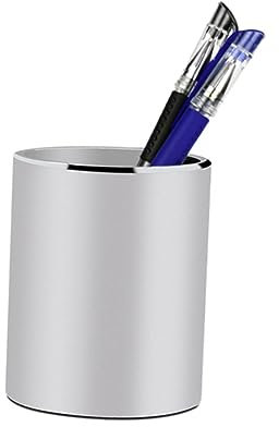 NUOBESTY Kreativer Stifthalter Für Schreibtische Rund Pinselhalter Bleistiftbehälter Rostiges Aluminium Für Zuhause Büro Schule Silber
