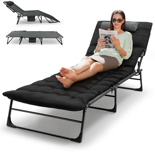 MINENICE Extra großer klappbarer Gartenliegestuhl, Wind- und regenfeste Sonnenliege, belastbar bis 150 kg, verstellbare Rückenlehnen, Outdoor klappbar XXL, Strandliege Campingbett