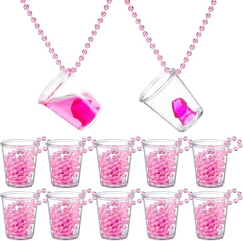 joonnair 12 shotglas att hänga upp, shotglas med kedja, plastshotglas att hänga ner (3 cl/30 ml) – för Jga, svensexa, temafester, bröllop och karneval