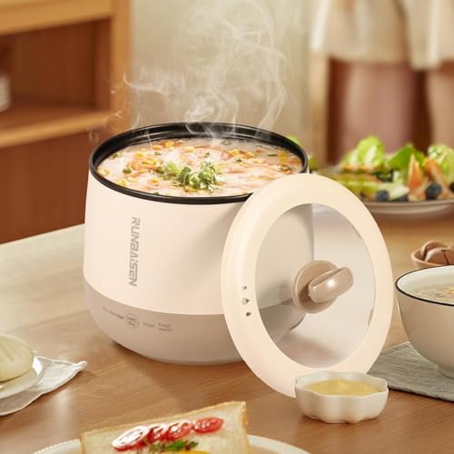 THEGA Olla Arrocera Eléctrica Pequeña De 1,6 L, Mini Olla Arrocera, 450 W, 220 V, Antideslizante, Cocción Rápida En 36 Minutos, con Calentador Y Protección contra Sobrecalentamiento Y Secado Al