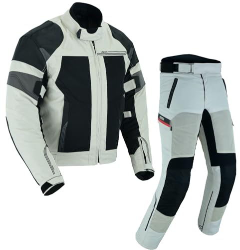 WMW WALI MOTO WEAR Motorradjacke und Motorradhose,Herren Motorradkombi 2-teilig,Leichter Motorradanzug Herren – Textil Motorradkombi 2-teilig mit Protektoren