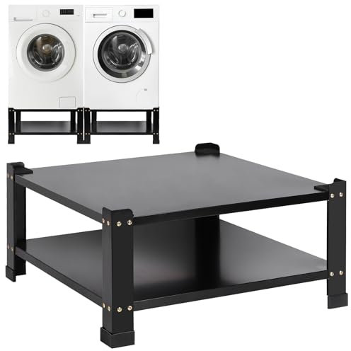 Panghuhu88 Washer and Dryer Pedestals Heavy Duty Laundry Pedestal,Metal Washing Machine Dryer Pedestal Mini Fridge Stand,Universal Fit 700lbs,28 Wide 14 Height (Black, 1PCS)