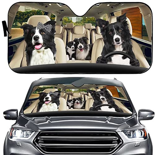 Automotive Sun Shade Border Collie Dogs Car Windscreen Sunshade Universal Fit Front Sunshade Cover For Vehicles, Suv, Trucks M