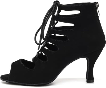 GYUBL Dance Shoes for Women Professional Latin Dance Shoes Tango Salsa Ballroom Practice Performance Boots,Model YC-L456-Black-7.5,US 8.5