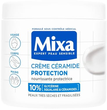 Crème Céramide Protection Multi-usages Visage Corps Mains Peau très sèche et Fragilisée Nourrissante Protectrice MIXA - le pot de 400mL Lot De 3 - Par Lot