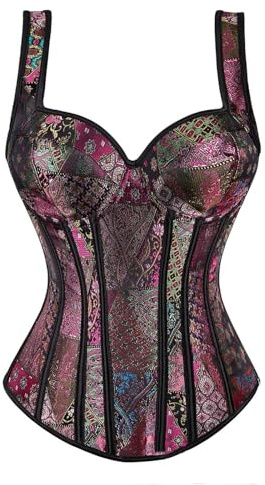 Corsé de mujer negro medieval para Halloween, moldeador, corset adelgazante, hueso de plástico, curvado, corsés de pirata de contención, satén, violeta, S