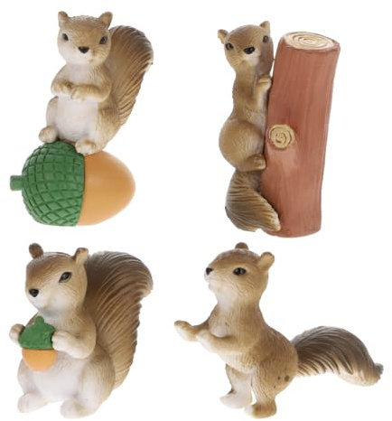 GALPADA Figurines D'Écureuils Miniatures en Résine 4 Pièces Décoration Jardin Paysager Animaux De La Forêt Miniatures Réalistes Et Colorées pour Extérieur