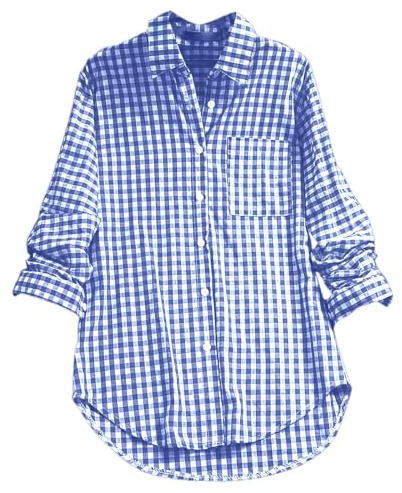Générique Chemise à Carreaux Femme Chemise Col en V Décontractée à Manches Longues Classique Blouses Boutonnées LâChe Respirant T-Shirts Grande Taille Blouses Top Bucheron Western Gilet