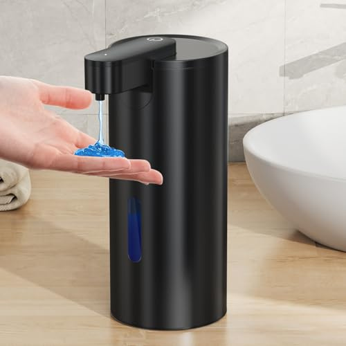 Fachixy Seifenspender Automatisch,Gebürsteter Edelstahl, Berührungslos,340ml Elektrischer Seifenspender mit Sensor, USB Wiederaufladbar für Bad,Küche