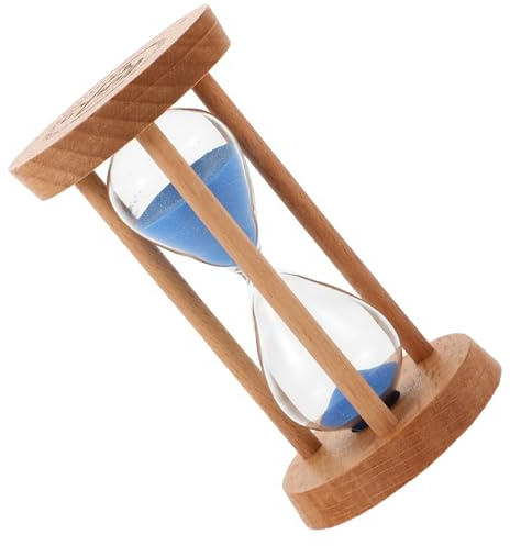 Veemoon Minuteur en Bois 5 Mini Sablier Bleu 5X9 CM pour Brossage des Dents Garçon et Filles Minuterie Visuelle pour Salle de Bain Outil Éducatif et Décoratif Maison