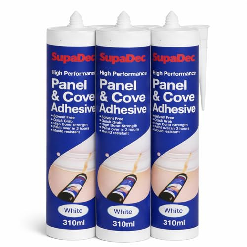Panel & Cove Adhesive 300ml – 3 Pack | Wall Panel & Coving Adhesive | Quick Grab High Strength | Gap Filling, Mould Resistant, Paint Over in 2 Hours