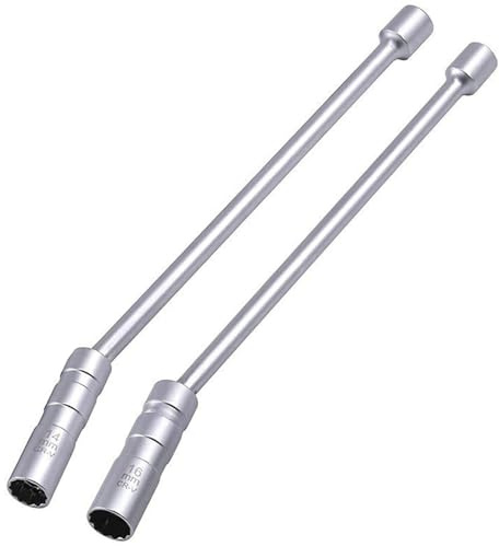 Zündkerzenschlüssel Lang Set 14mm 16mm, 2 Stück Zündkerzennuss Dünnwandig Magnetisch, Universal Flexibel 360° Drehbare Kerzenschlüssel Zuendkerzenschluessel für Wechsel Auto Motorrad Zündkerzen
