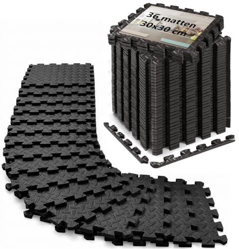 Daitore Bodenschutzmatte fitness Set, 16/24/36 Bodenmatte Sportmatte Fitnessmatte Gymnastikmatte, Rutschfeste Schutzmatten Fitnessraum, EVA Fallschutzmatten [31x31cm]