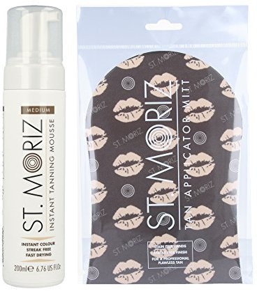 St. Moriz Sofortiger Selbstbräunungsschaum, mittlerer Schaum, 200 ml & 1 St. Moriz Handschuhe Bronzing Applikatoren