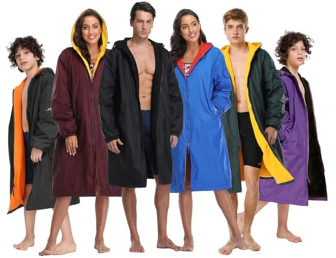 Adoretex Unisex Waterproof Swim Parka, Quick-dry Warm Coat Water Sports Jacket for Adults & Kids-PK005-Black/Black-AS