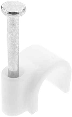 BeMatik - Fermacavo con chiodo per Cavo Rotondo 8 mm Confezione da 10 unità Bianco