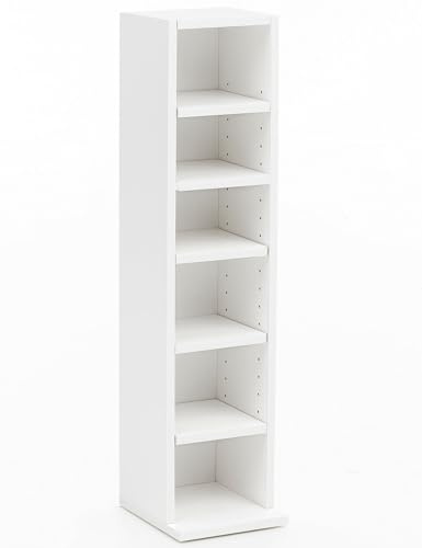 Wohnling Bücherregal 21x20x91 cm Weiß mit 6 Fächern, Schmal | Standregal freistehend kratzfest und wasserabweisend, Wandregal klein für Flur und Kinderzimmer, Regal zeitlos