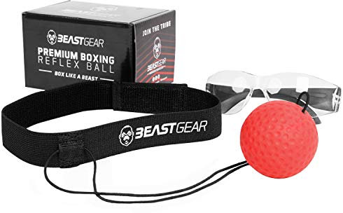 Beast Gear Reflex Ball - Palla da Boxe per Allenamento - Pallina con Elastico Regolabile - Training Riflessi per Pugilato, MMA, Fitness e Arti Marziali