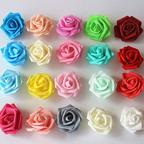 quanjucheer 100 Stücke 7 CM Simulation Pe Schaum Rose Blume Hochzeit Gefälschte Blüte Valentinstag Bouquet Verpackung DIY Material Weinrot