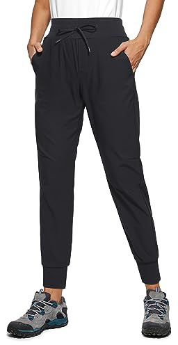 CRZ YOGA Athletic High Waisted Joggers for Women 27.5 - Lightweight Workout Travel Casual Outdoor Hiking Pants with Pockets Black Medium