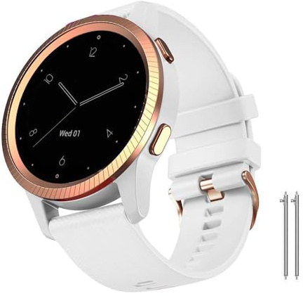 NotoCity Bracelet Vivoactive 4S, remplacement de silicone souple pour bracelet de montre de 18 mm pour montre intelligente Garmin Vivoactive 4S (40 mm), Vivomove 3S (39 mm)(blanc petit)