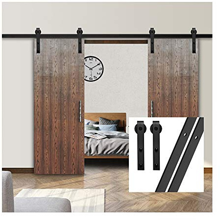 GIFSIN 11.5FT/352cm Sliding Barn Door Sliding Door Kit Barn Door Hardware for Double Door,J-Shaped Hanger
