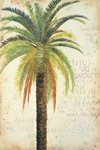 Feeling at home Lienzo-con-AMERICANO-BOX-Palmas-yScrolls-II-Pinto-Patricia-Tropical-Fine-Art-impresión-sobre madera-marco-Vertical-30x20_in