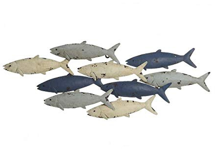 Kaemingk Fischschwarm Wandobjekt Wandbild Wanddekoration Maritim Eisen für Außen H 26,5 cm
