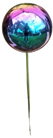 Jürgen Bocker Garten-Ambiente Gartenstecker Rosenkugel 10 cm mit Stab 80 cm aus Edelstahl Rainbow poliert