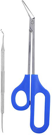 Forbici per unghie dei piedi con manico lungo, lame con manico lungo e angolate, lima per unghie, forbici per unghie incarnite, strumento per la rimozione della pelle morta, cura delle unghie delle di