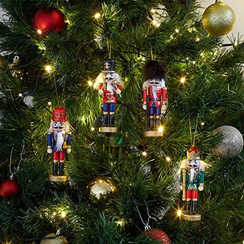 Marco Paul Christmas Decorations 4pc Nutcracker Christmas Tree Decoration Xmas Decorations Figurine Red Tree Decorations Xmas Baubles