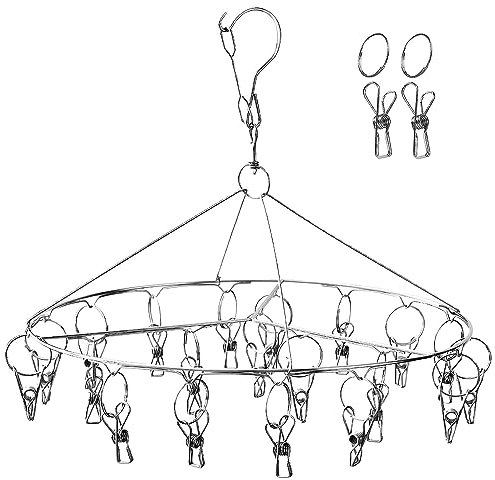 Stendibiancheria Antivento con 20 Pinze,DARUITE Salvaspazio,Antivento,Mollette in Acciaio Inox per Calzini,Vestiti Bambini,Asciugamano,Biancheria Intima