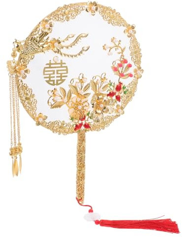 Garneck Vintage Handfächer Im Klassischen Chinesischen Stil Handgefertigter Hochzeitsfächer Mit Zarten Blumen Und Quaste Für Braut Und Besondere Anlässe Ohne Aufbewahrungsständer