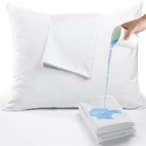 RICHAIR - Juego de 2 Fundas de Almohada Impermeables Oeko-Tex Standard 100%, Transpirable - Antiácaros-60x60cm Blanco